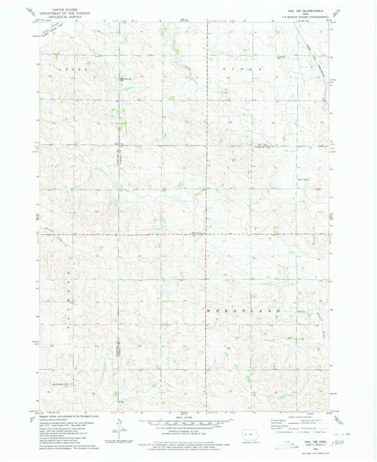 Classic USGS Vail NE Iowa 7.5'x7.5' Topo Map Image