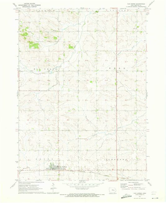 Classic USGS Van Horne Iowa 7.5'x7.5' Topo Map Image