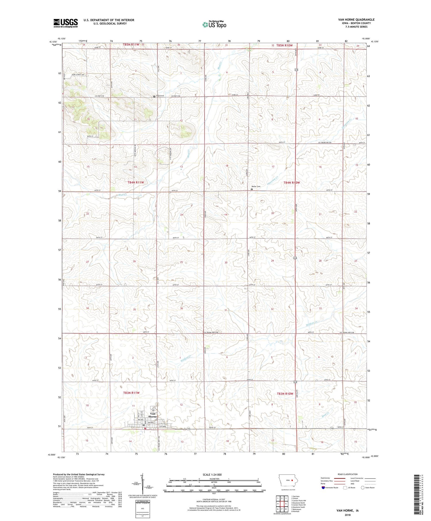 Van Horne Iowa US Topo Map Image