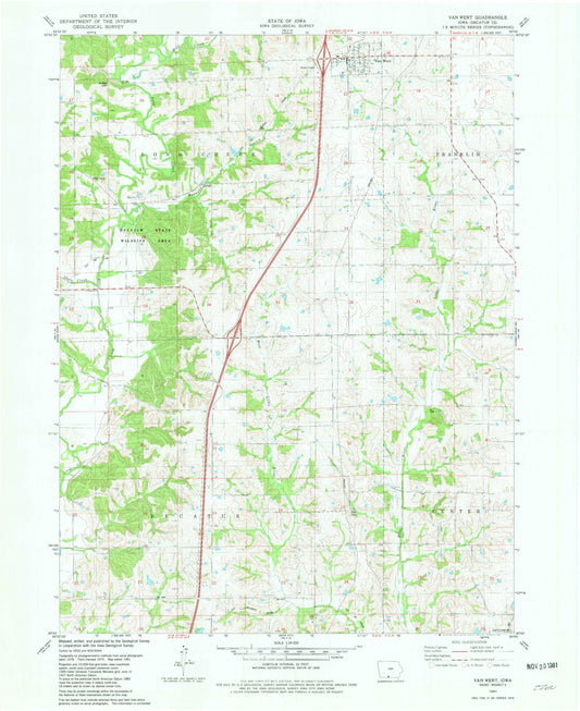 Classic USGS Van Wert Iowa 7.5'x7.5' Topo Map Image
