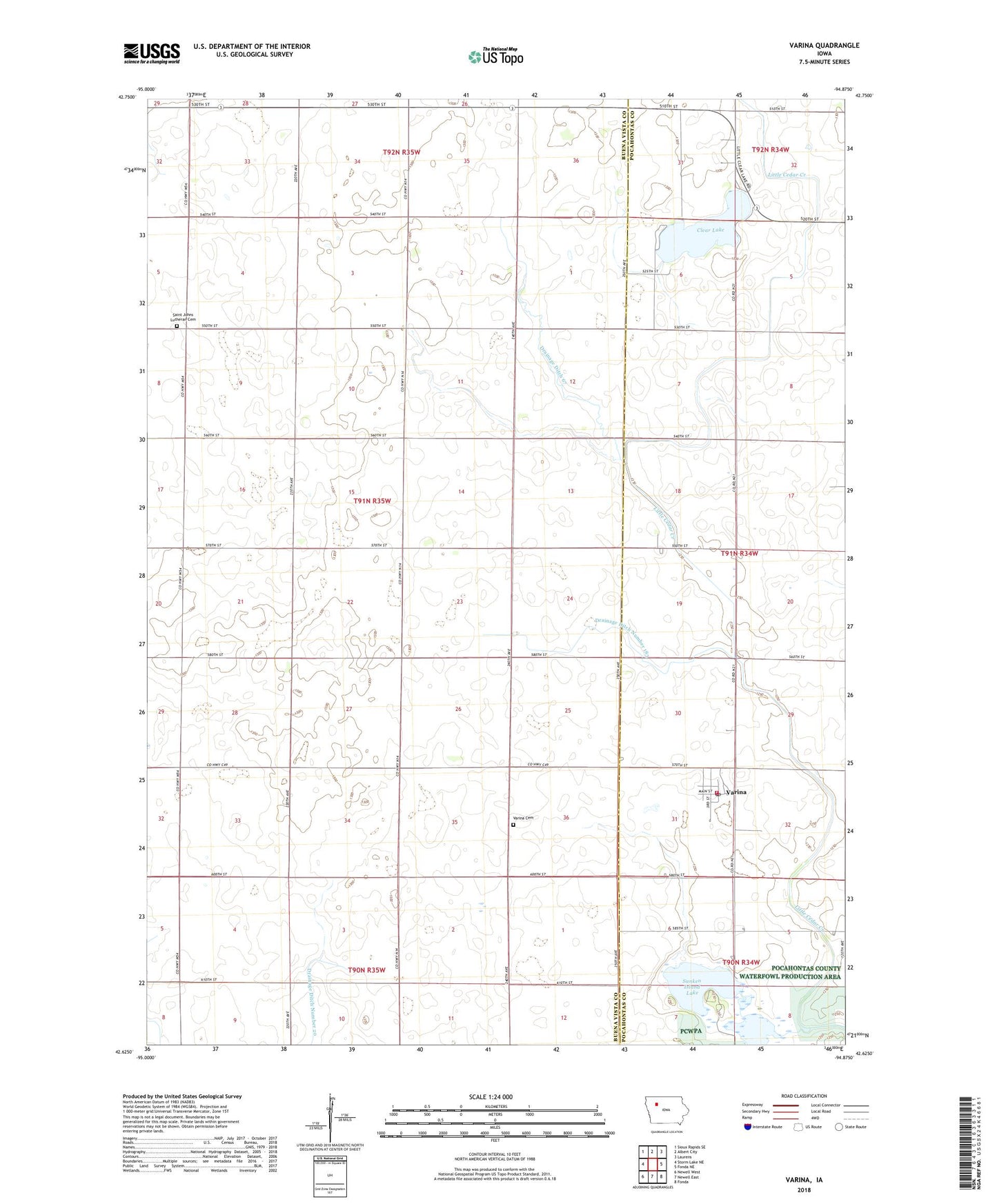 Varina Iowa US Topo Map Image