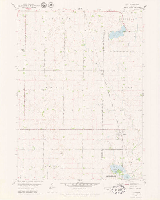 Classic USGS Varina Iowa 7.5'x7.5' Topo Map Image