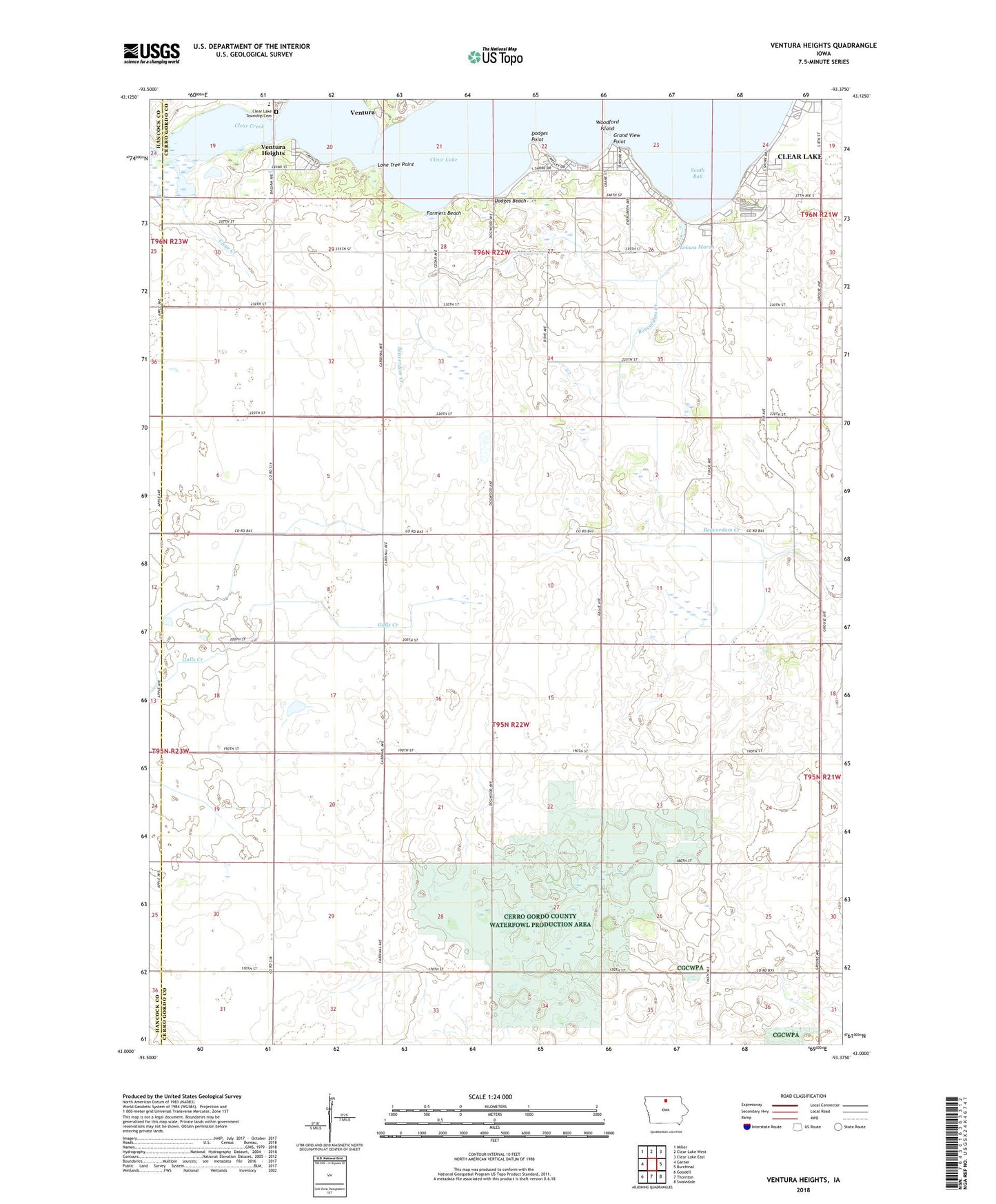 Ventura Heights Iowa US Topo Map Image