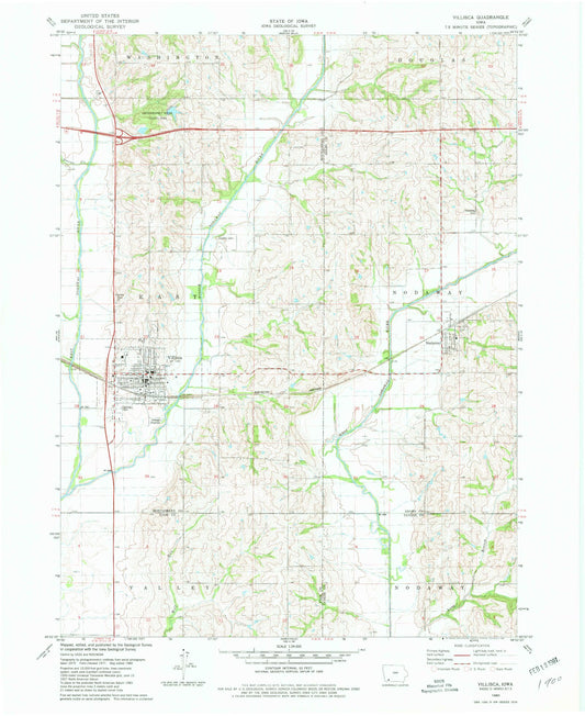 Classic USGS Villisca Iowa 7.5'x7.5' Topo Map Image