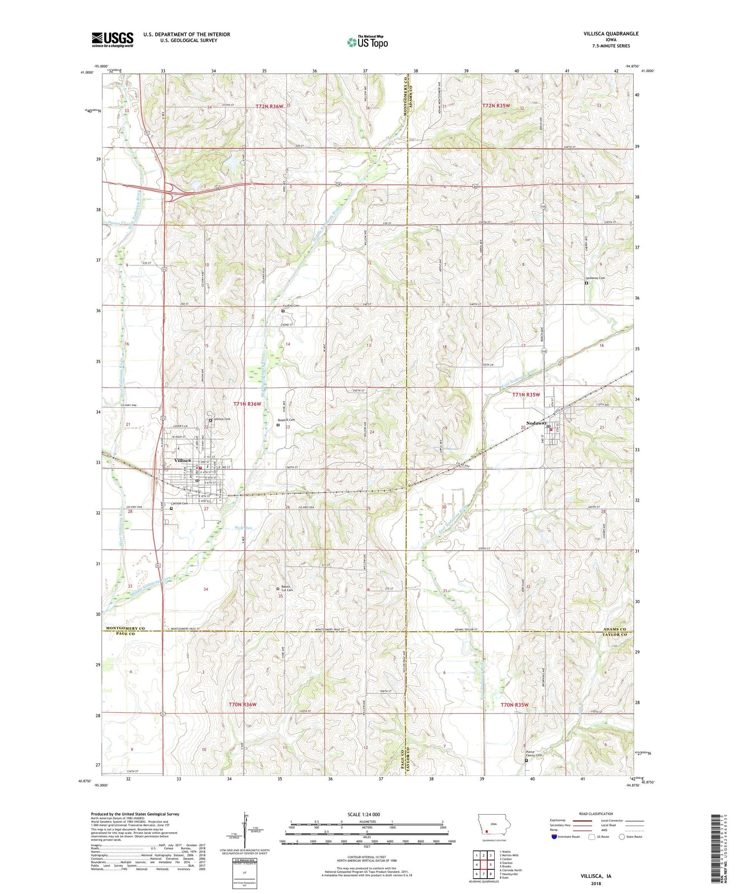 Villisca Iowa US Topo Map Image