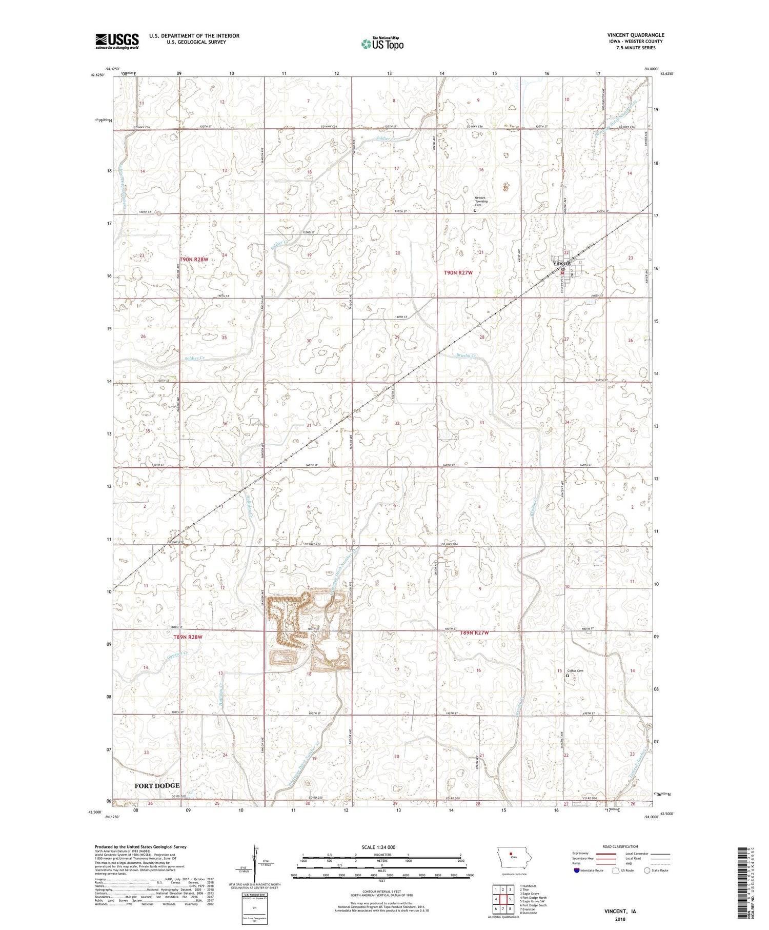 Vincent Iowa US Topo Map Image