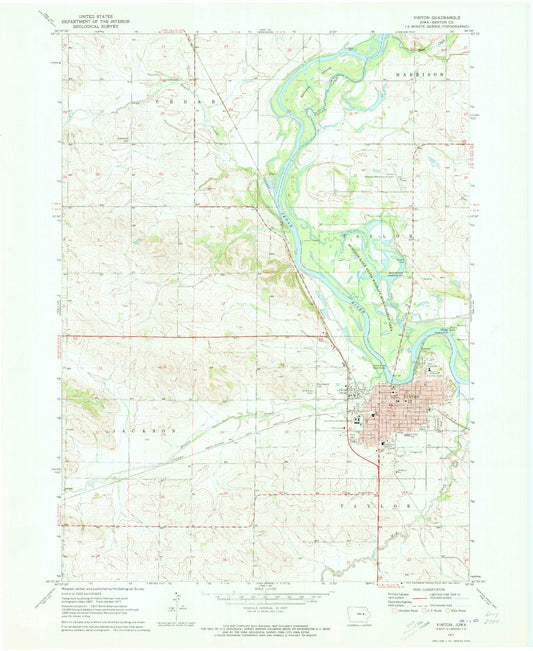 Classic USGS Vinton Iowa 7.5'x7.5' Topo Map Image