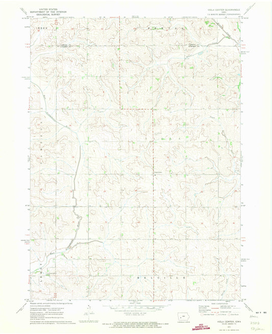 Classic USGS Viola Center Iowa 7.5'x7.5' Topo Map Image
