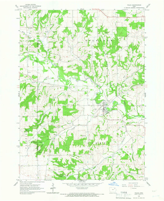 Classic USGS Volga Iowa 7.5'x7.5' Topo Map Image