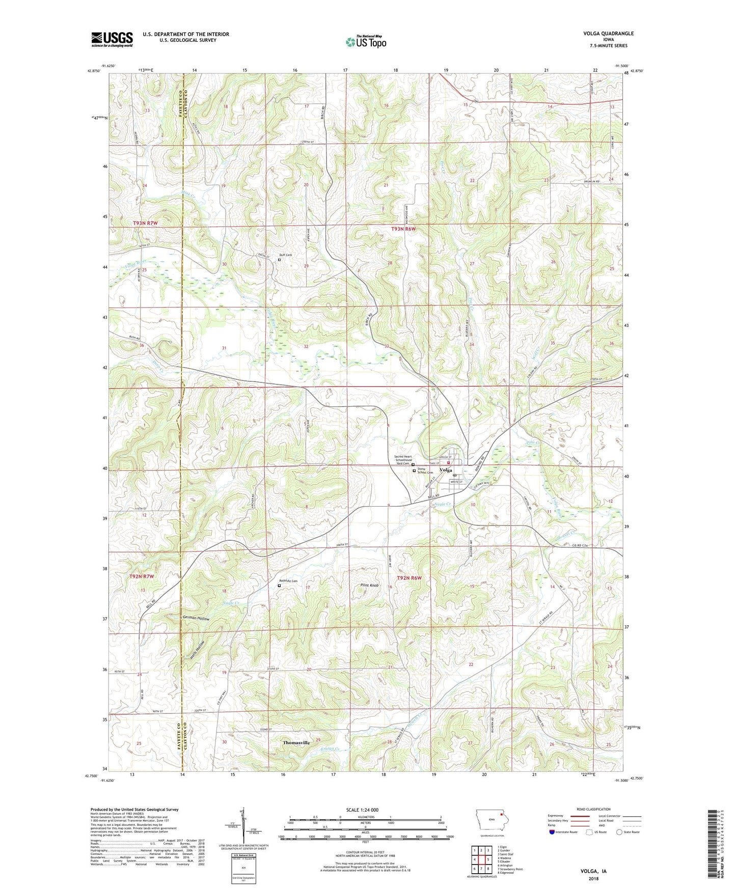 Volga Iowa US Topo Map Image