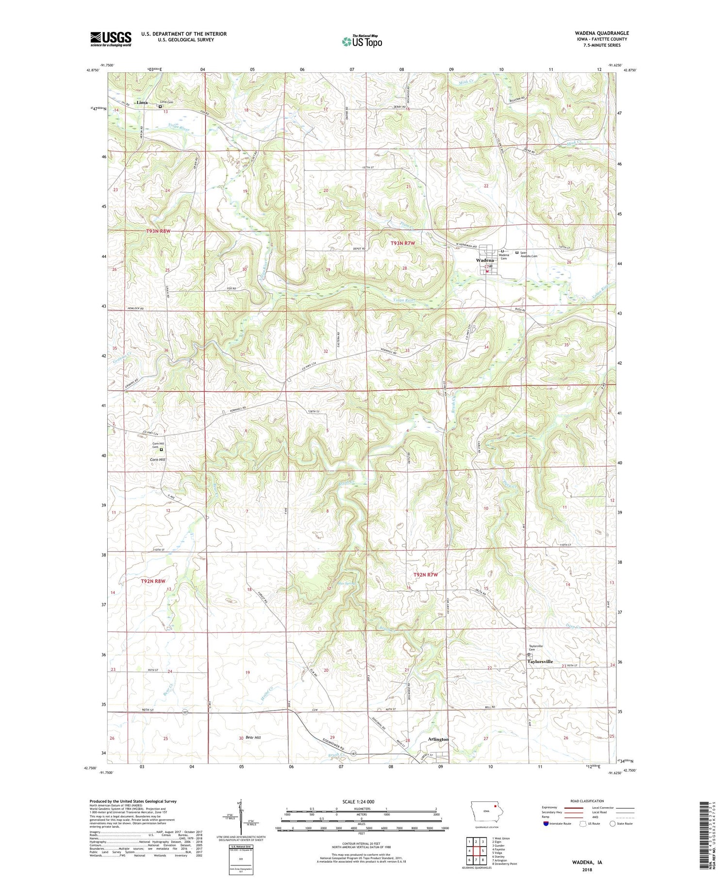 Wadena Iowa US Topo Map Image