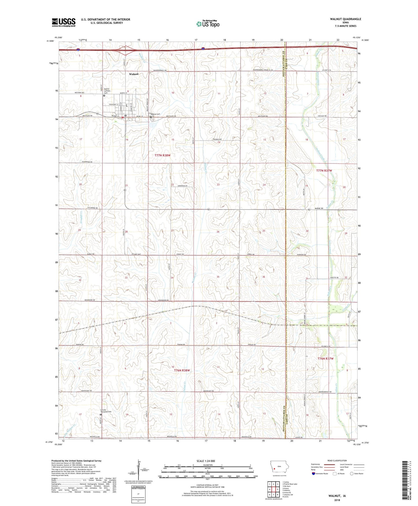 Walnut Iowa US Topo Map Image