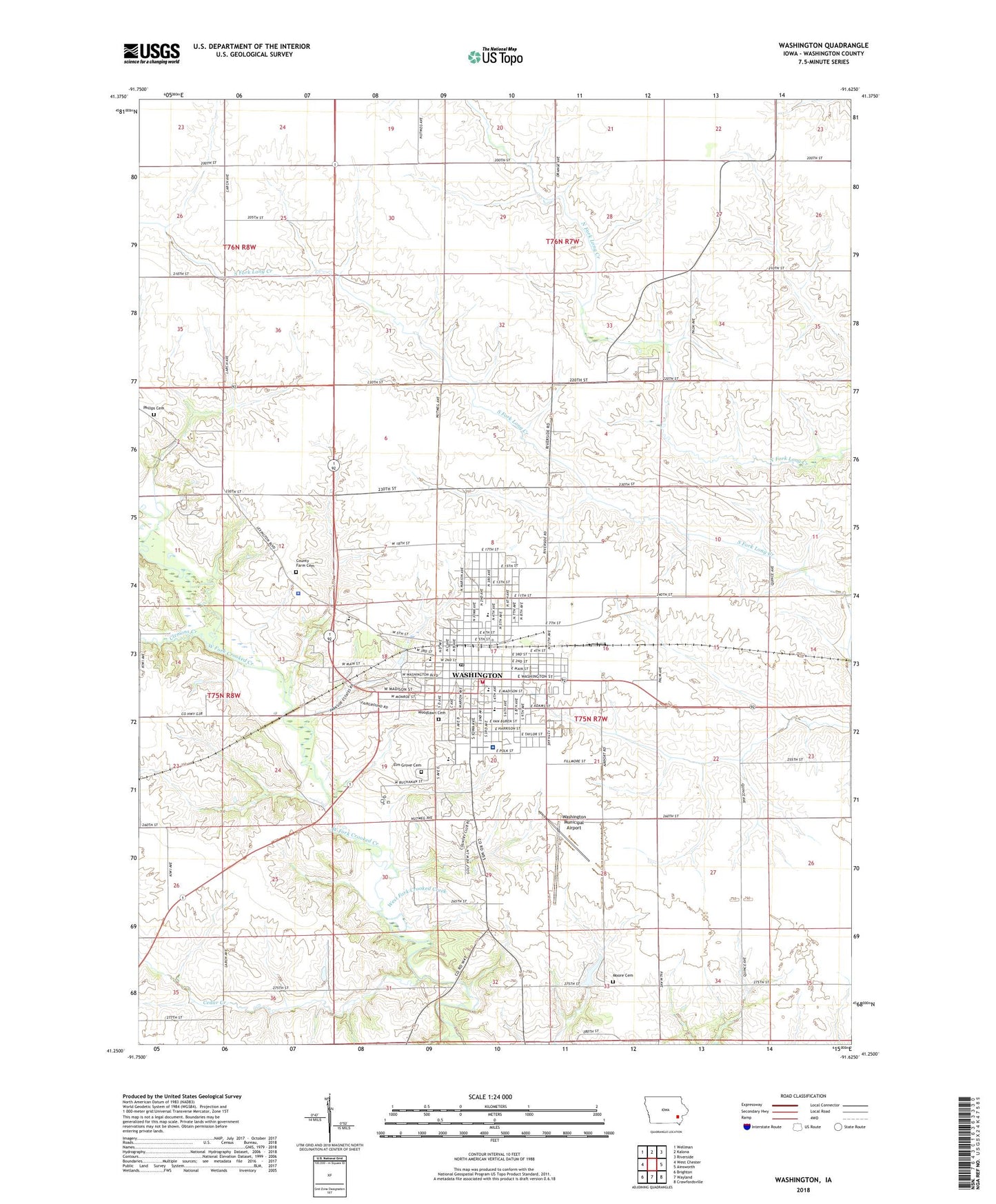 Washington Iowa US Topo Map Image