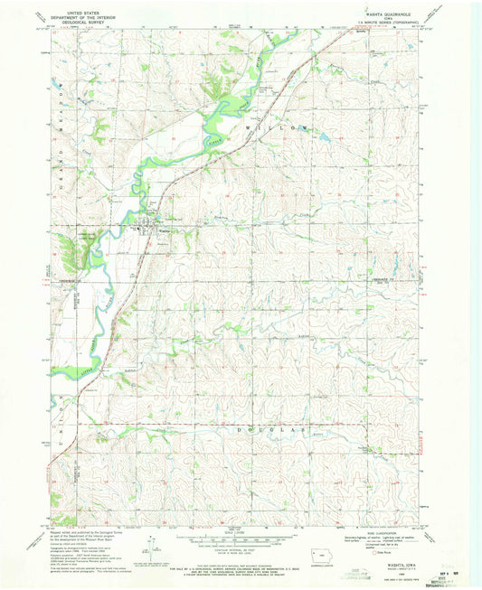 Classic USGS Washta Iowa 7.5'x7.5' Topo Map Image