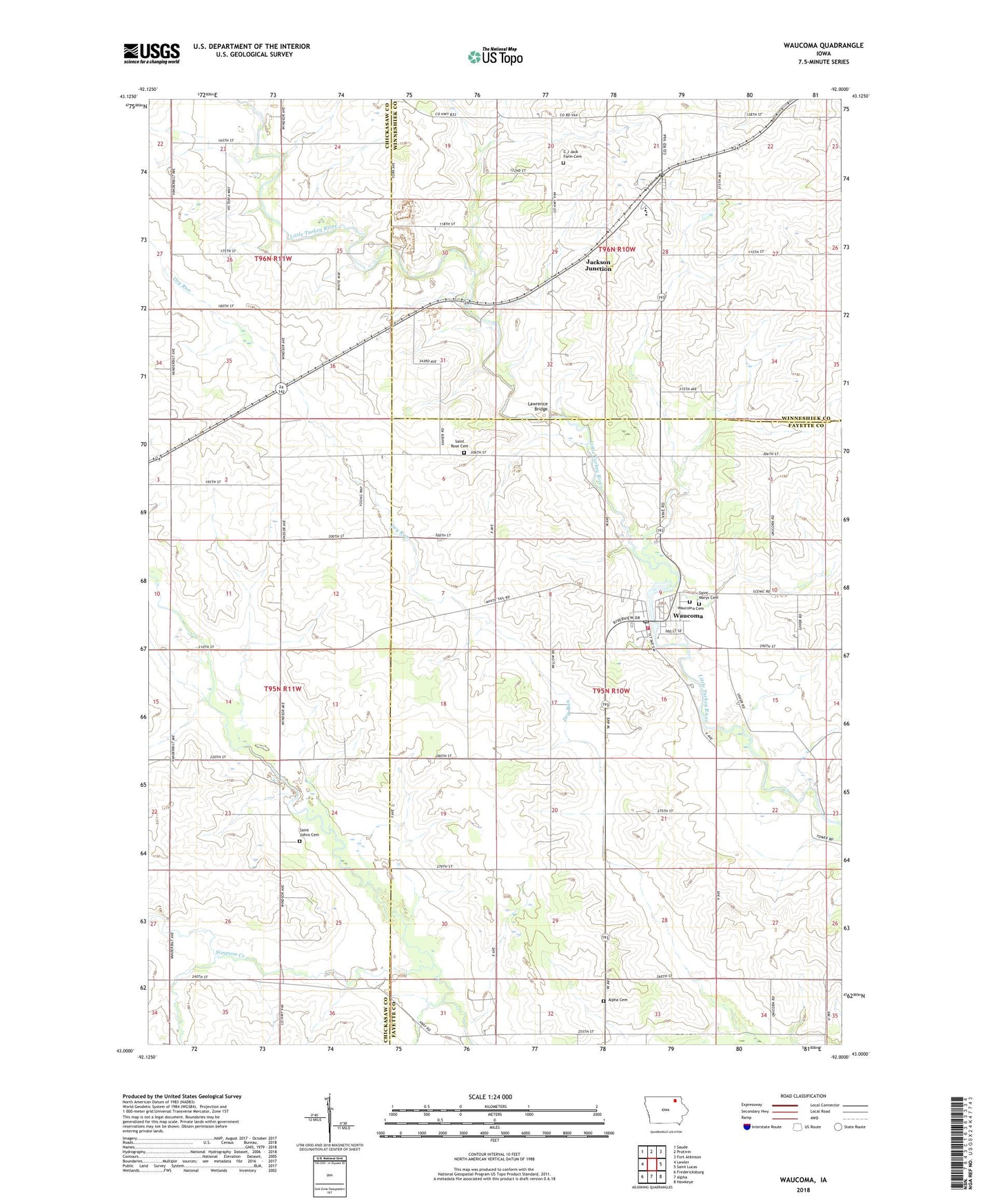 Waucoma Iowa US Topo Map Image