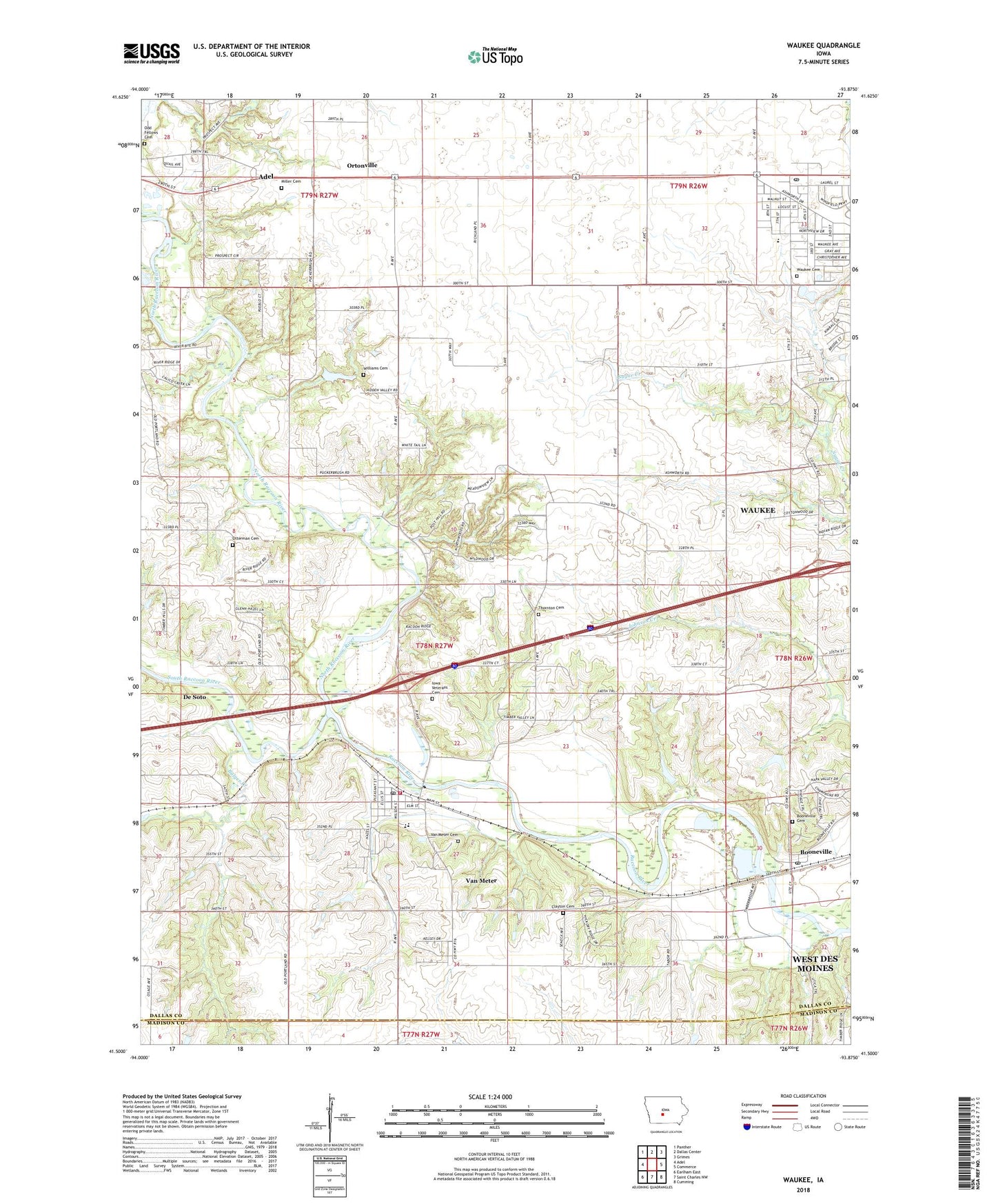 Waukee Iowa US Topo Map Image