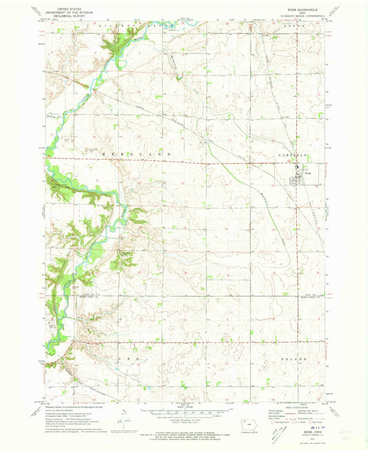 Classic USGS Webb Iowa 7.5'x7.5' Topo Map Image