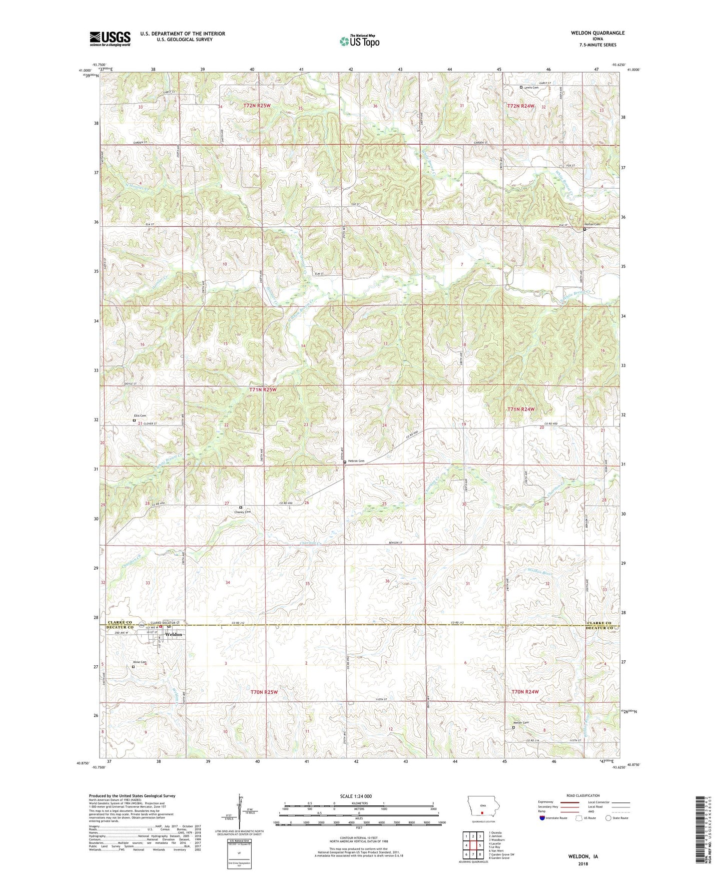 Weldon Iowa US Topo Map Image