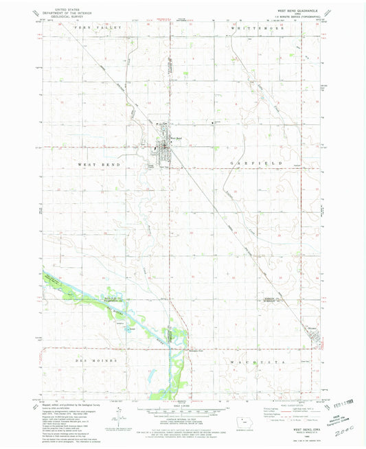 Classic USGS West Bend Iowa 7.5'x7.5' Topo Map Image