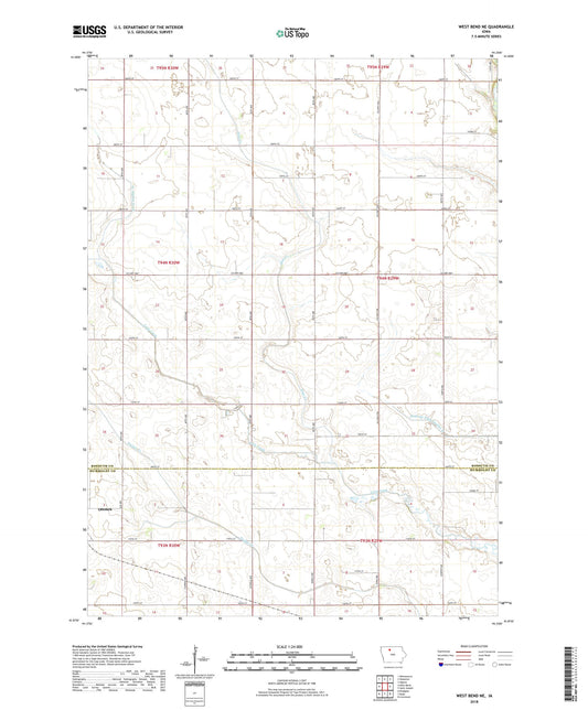 West Bend NE Iowa US Topo Map Image