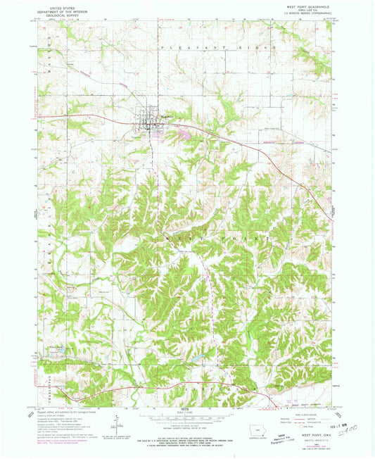 Classic USGS West Point Iowa 7.5'x7.5' Topo Map Image