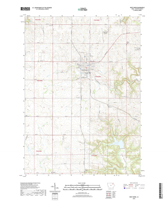 West Union Iowa US Topo Map Image