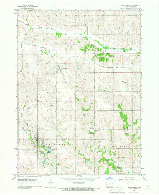 Classic USGS What Cheer Iowa 7.5'x7.5' Topo Map Image