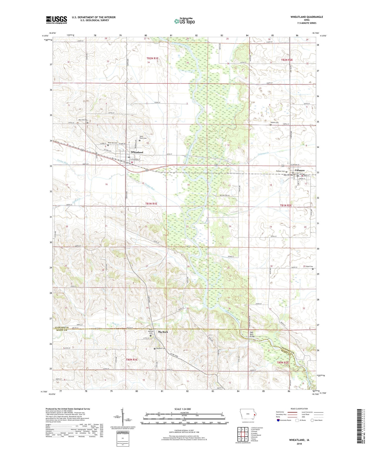 Wheatland Iowa US Topo Map Image