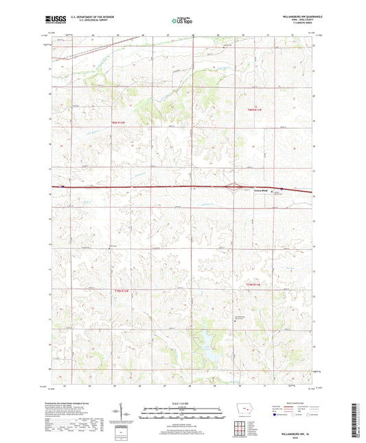 Williamsburg NW Iowa US Topo Map Image
