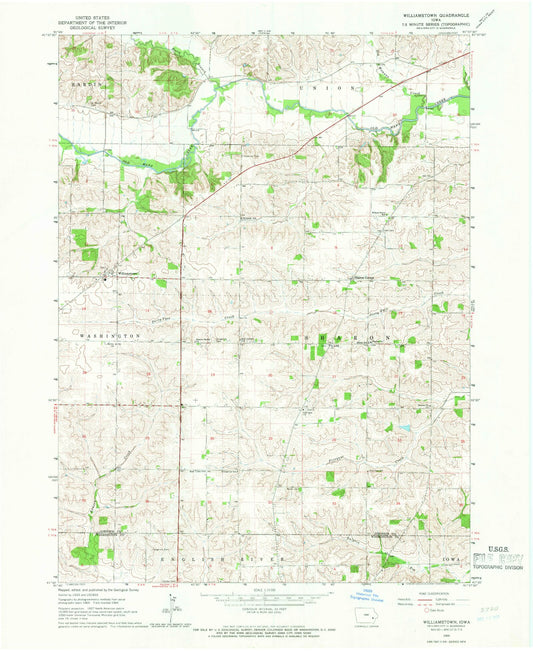 Classic USGS Frytown Iowa 7.5'x7.5' Topo Map Image