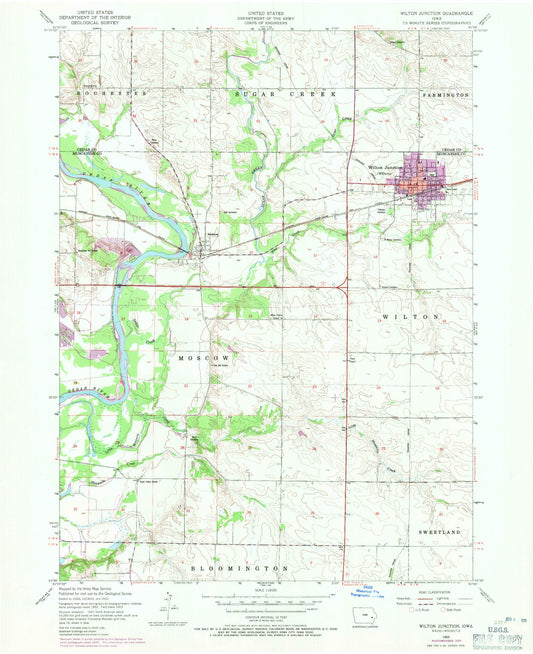 Classic USGS Wilton Iowa 7.5'x7.5' Topo Map Image