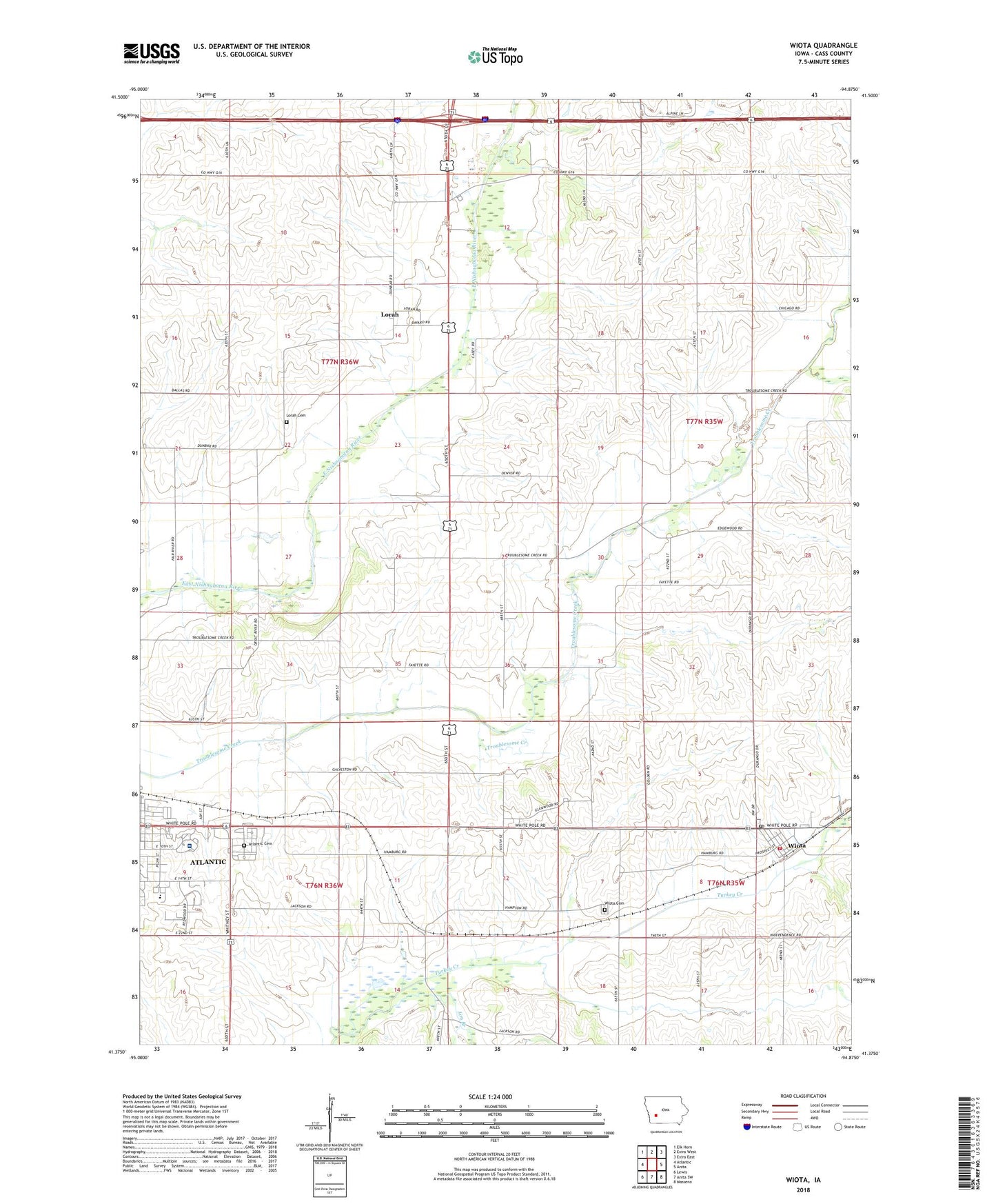 Wiota Iowa US Topo Map Image
