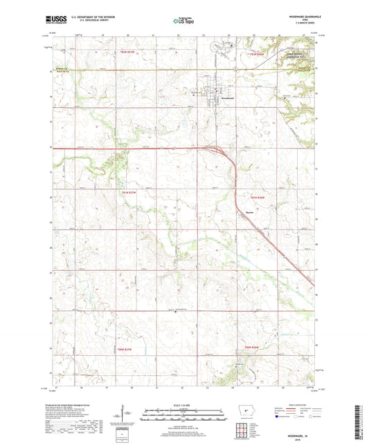 Woodward Iowa US Topo Map Image