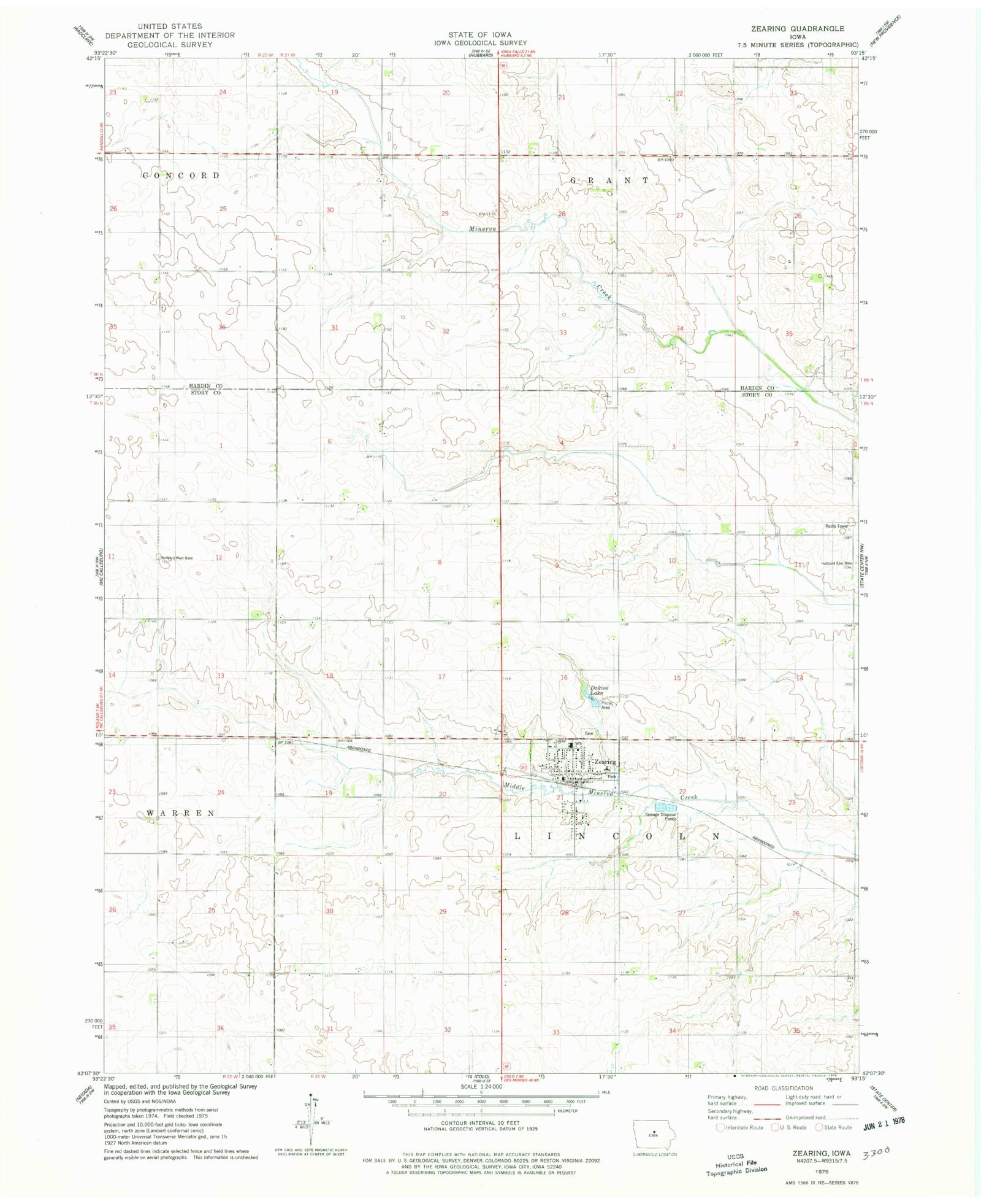 Classic USGS Zearing Iowa 7.5'x7.5' Topo Map MyTopo Map Store