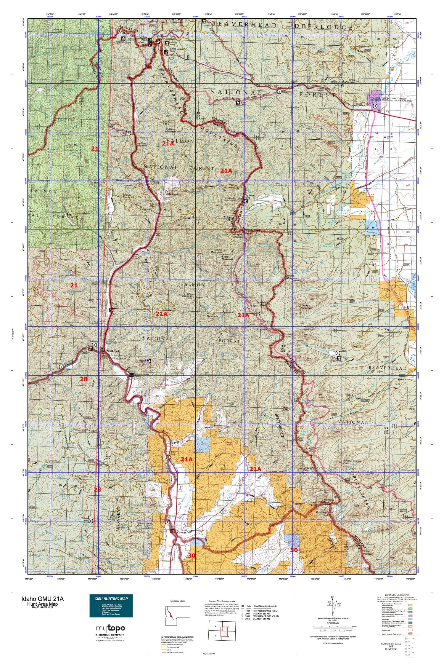 Idaho GMU 21A Map Image