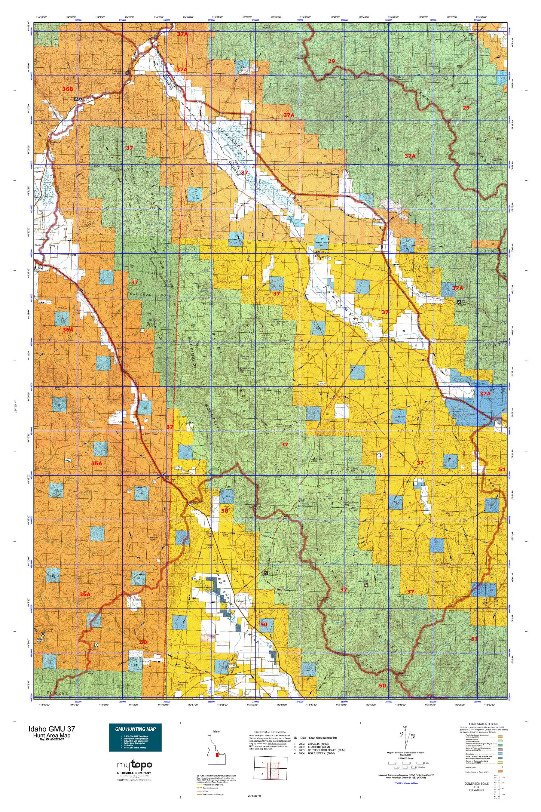 Idaho GMU 37 Map – MyTopo Map Store