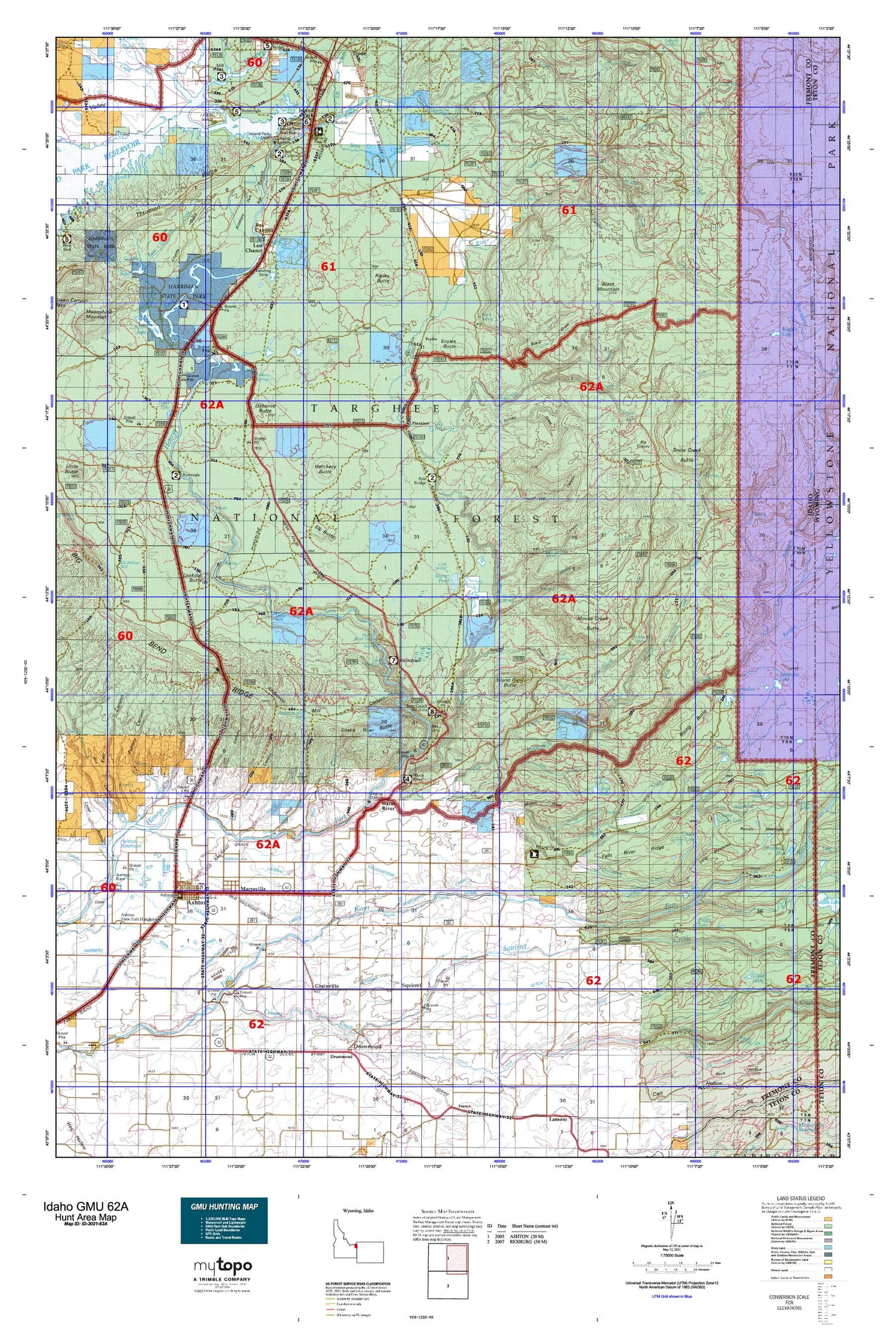 Idaho GMU 62A Map – MyTopo Map Store