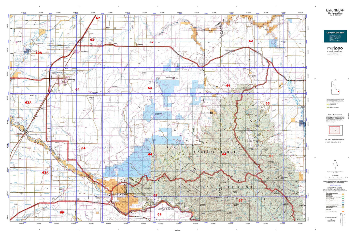 Idaho GMU 64 Map Image
