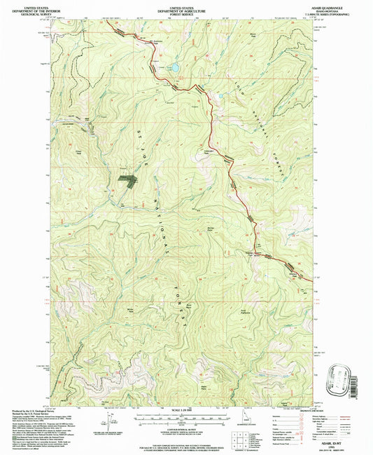 Classic USGS Adair Idaho 7.5'x7.5' Topo Map Image