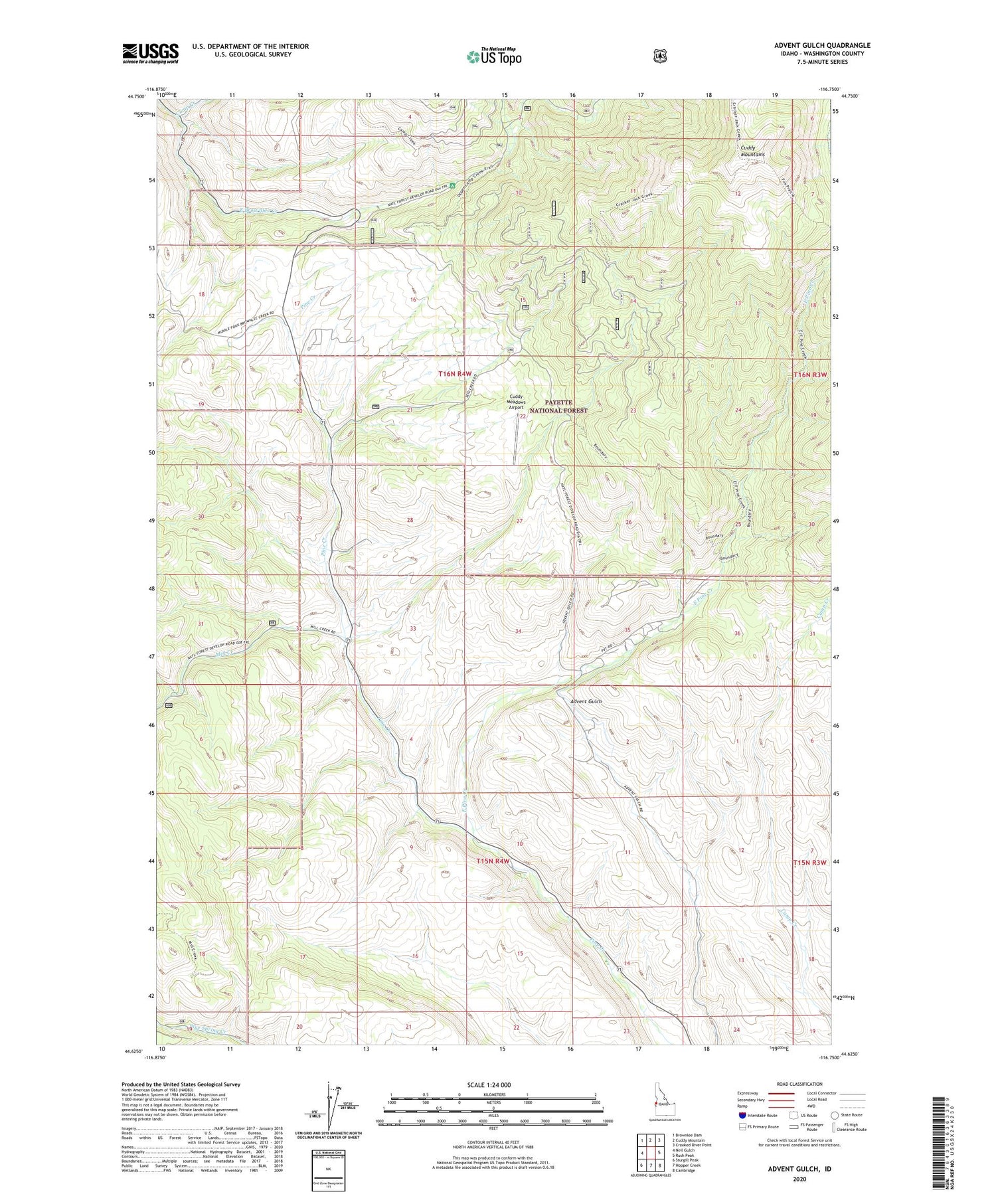 Advent Gulch Idaho US Topo Map Image