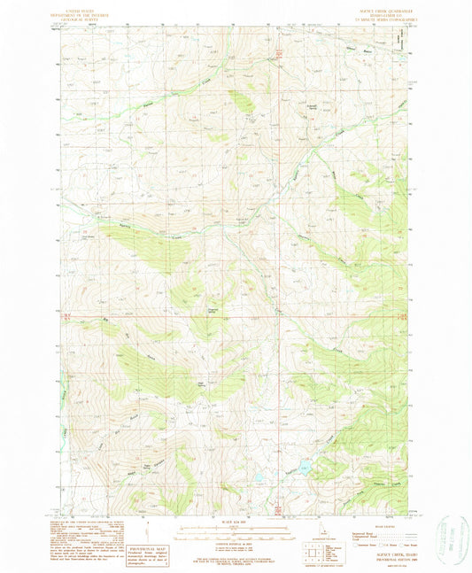 Classic USGS Agency Creek Idaho 7.5'x7.5' Topo Map Image