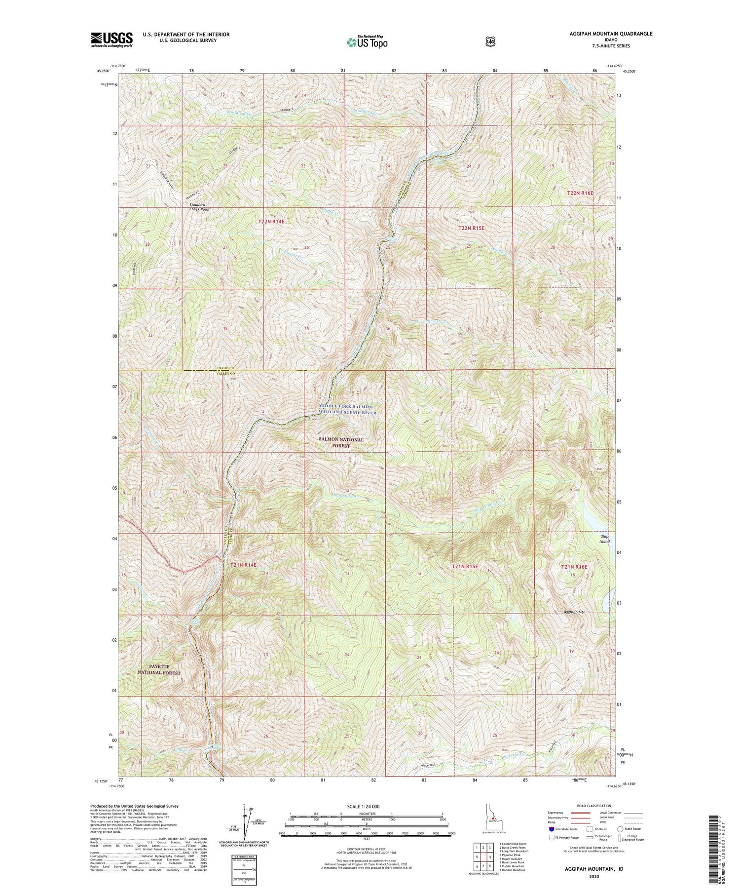 Aggipah Mountain Idaho US Topo Map Image
