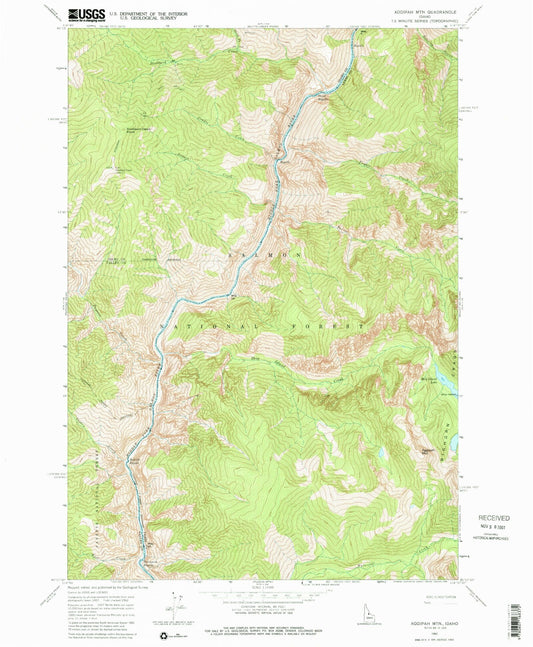 Classic USGS Aggipah Mountain Idaho 7.5'x7.5' Topo Map Image