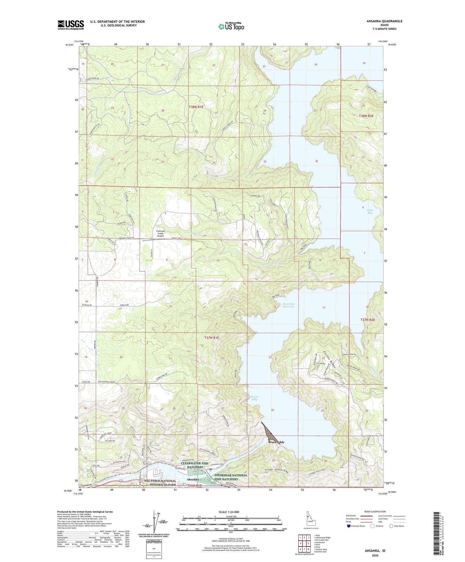 Ahsahka Idaho US Topo Map Image