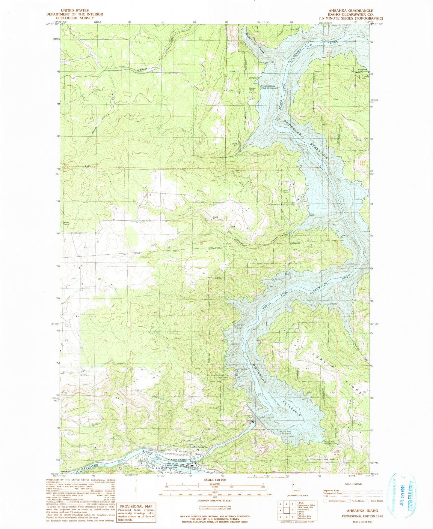 Classic USGS Ahsahka Idaho 7.5'x7.5' Topo Map Image