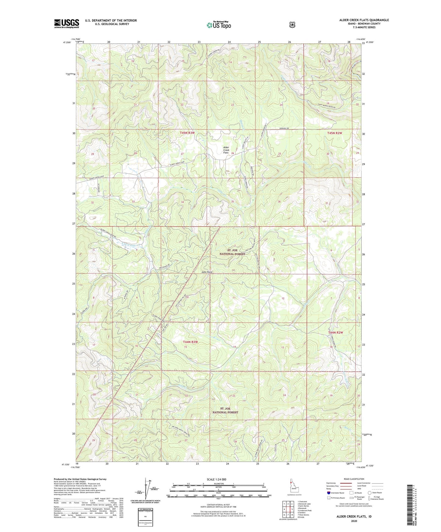Alder Creek Flats Idaho US Topo Map Image