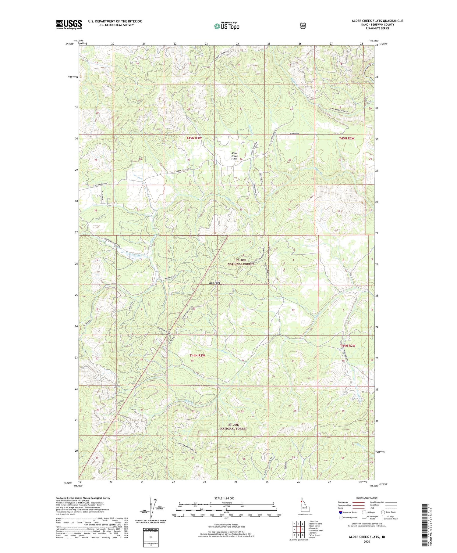 Alder Creek Flats Idaho US Topo Map Image