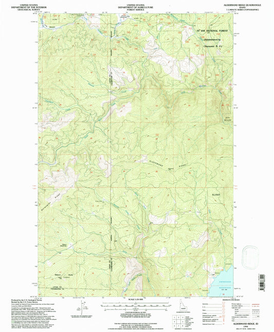 Classic USGS Aldermand Ridge Idaho 7.5'x7.5' Topo Map Image