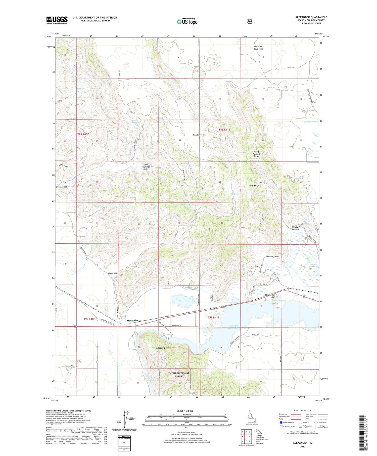 Alexander Idaho US Topo Map Image