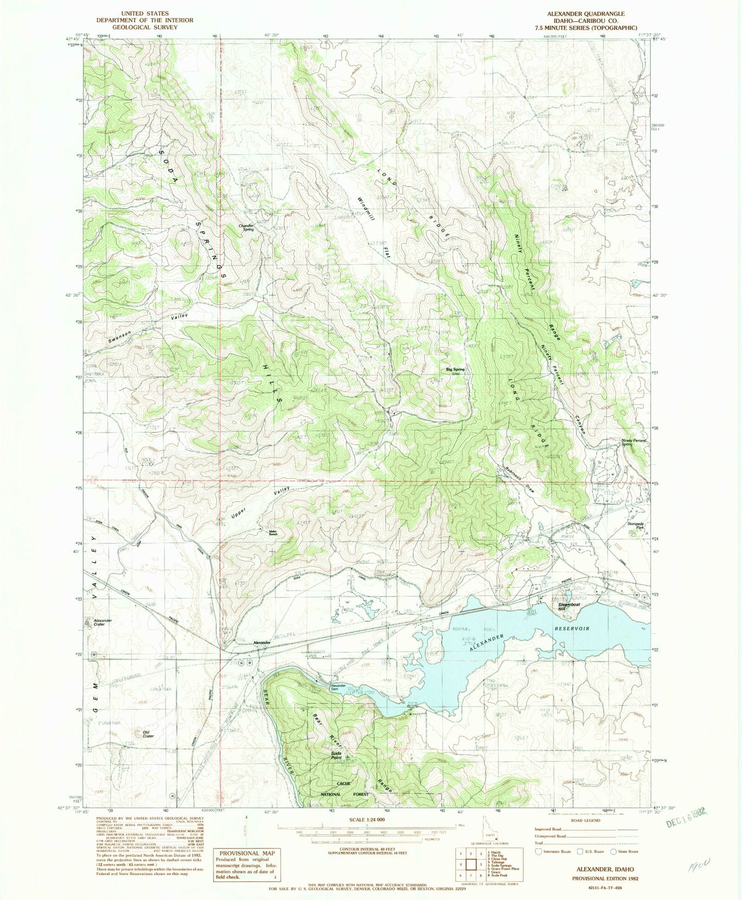 Classic USGS Alexander Idaho 7.5'x7.5' Topo Map Image